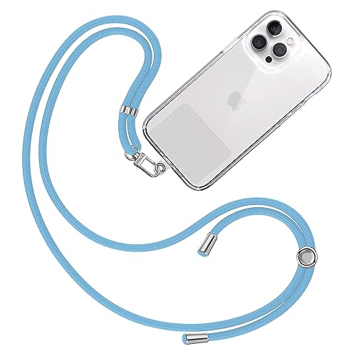 TBOC Band Handykette Schlüsselband Kette Handyschnur [Hellblau] Zum Aufhängen Nacken Umhängen Universal für Handy mit Pad Handyband Patch Karabiner Hülle Handyhülle Lanyard Schlüsselbänder von TBOC