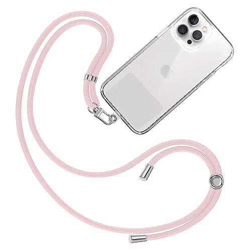 TBOC Band Handykette Schlüsselband Kette Handyschnur [Hellrosa] Zum Aufhängen Nacken Umhängen Universal für Handy mit Pad Handyband Patch Karabiner Hülle Handyhülle Lanyard Schlüsselbänder von TBOC