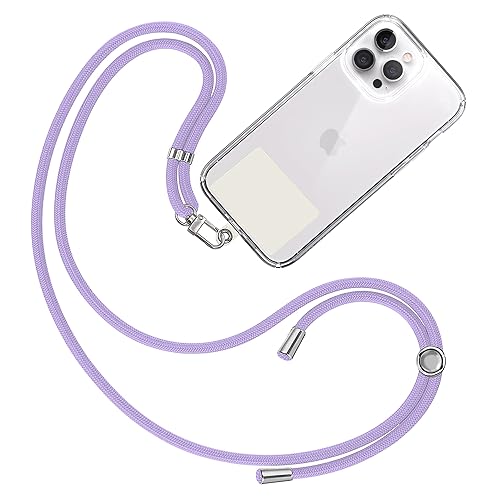 TBOC Band Handykette Schlüsselband Kette Handyschnur [Lila] Zum Aufhängen Nacken Umhängen Universal für Handy mit Pad [Weiß Ice] Handyband Patch Karabiner Handy Lanyard Schlüsselbänder von TBOC