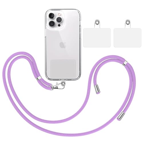 TBOC Band Handykette Schlüsselband Kette Handyschnur [Malve] + 2 Zusätzliche Befestigungspatches Aufhängen Nacken Universal Handy - Pad Handyband Patch Karabiner Hülle Handyhülle Lanyard von TBOC