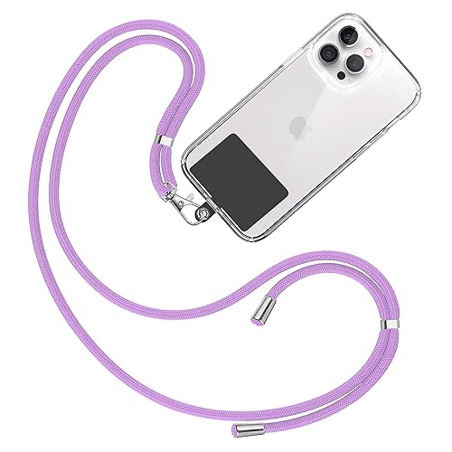 TBOC Band Handykette Schlüsselband Kette Handyschnur [Malve] Zum Aufhängen Nacken Umhängen Universal für Handy mit Pad [Schwarz] Handyband Patch Karabiner Handy Lanyard Schlüsselbänder von TBOC