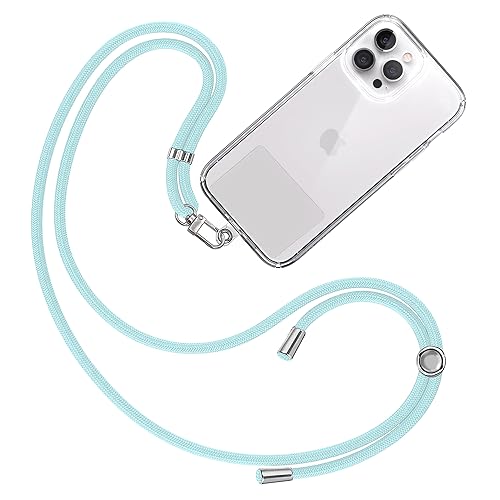 TBOC Band Handykette Schlüsselband Kette Handyschnur [Pastellblau] Zum Aufhängen Nacken Umhängen Universal für Handy mit Pad Handyband Patch Karabiner Hülle Handyhülle Lanyard Schlüsselbänder von TBOC