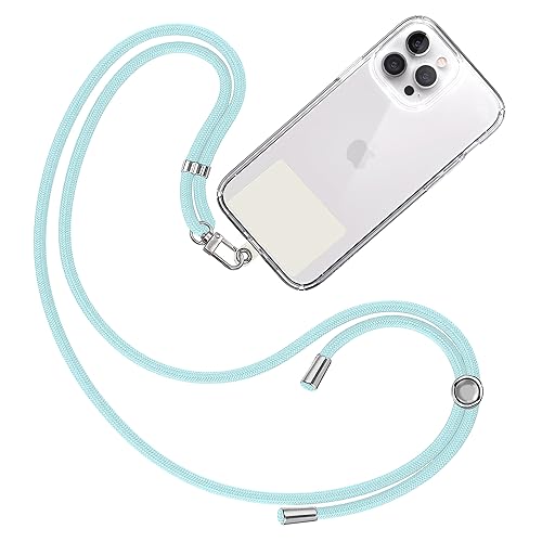 TBOC Band Handykette Schlüsselband Kette Handyschnur [Pastellblau] Zum Aufhängen Nacken Umhängen Universal für Handy mit Pad [Weiß Ice] Handyband Patch Karabiner Handy Lanyard Schlüsselbänder von TBOC