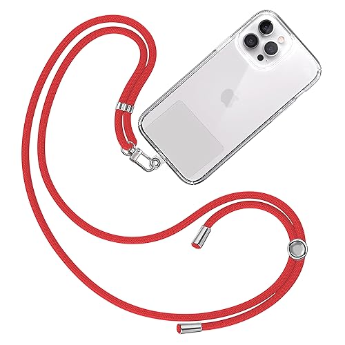 TBOC Band Handykette Schlüsselband Kette Handyschnur [Rot] Zum Aufhängen Nacken Umhängen Universal für Handy mit Pad Handyband Patch Karabiner Hülle Handyhülle Lanyard Schlüsselbänder von TBOC