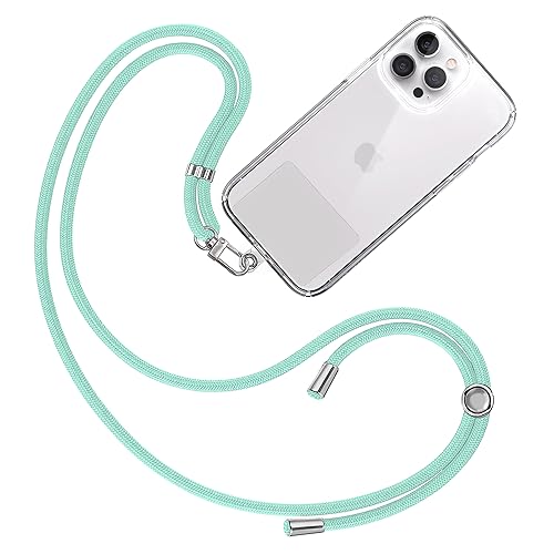 TBOC Band Handykette Schlüsselband Kette Handyschnur [Wasser Grün] Zum Aufhängen Nacken Umhängen Universal für Handy mit Pad Handyband Patch Karabiner Hülle Handyhülle Lanyard Schlüsselbänder von TBOC