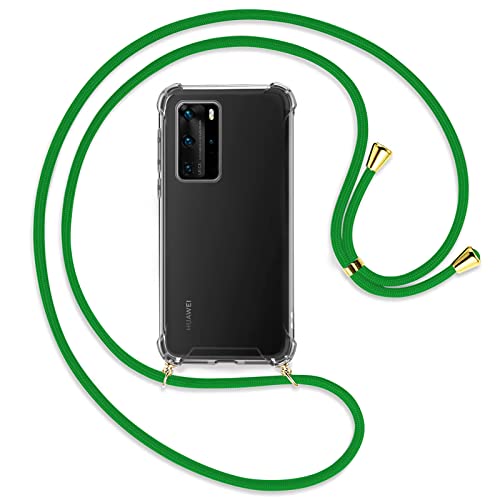 TBOC Handyhülle Kompatibel mit Huawei P40 Pro [6.58 Zoll] - Transparent mit Handykette [Grün] für Mobile Verstellbare Kordel Praktische Halskette Modische Kratzfest von TBOC