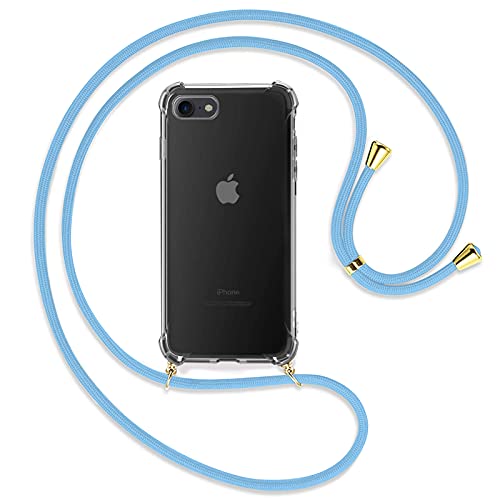 TBOC Handyhülle Kompatibel mit iPhone 7 [4.7"] - Transparent mit Handykette [Blau] für Mobile Verstellbare Kordel Praktische Halskette Modische Kratzfest von TBOC