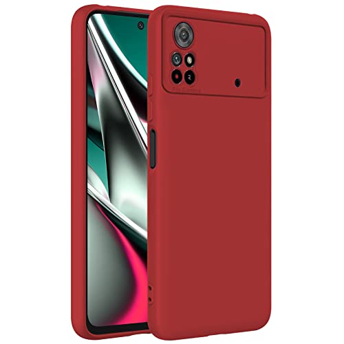 TBOC Hülle Kompatibel mit Poco X4 Pro 5G [6.67 Zoll] Starre Hülle [Rot] Flüssig Silikon [Soft Touch] Mikrofaser Innenfutter [Schützt Kamera] rutschfest Widerstandsfähige Schmutz Kratzer von TBOC
