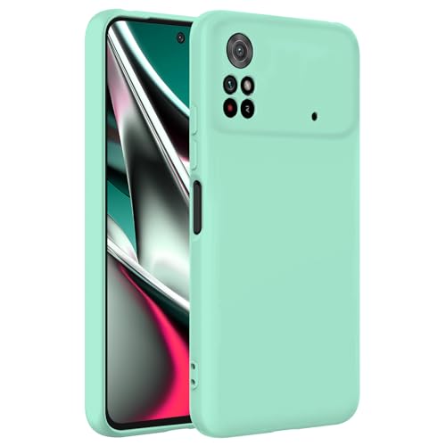 TBOC Hülle Kompatibel mit Poco X4 Pro 5G [6.67 Zoll] Starre Hülle [Türkis] Flüssig Silikon [Soft Touch] Mikrofaser Innenfutter [Schützt Kamera] rutschfest Widerstandsfähige Schmutz Kratzer von TBOC