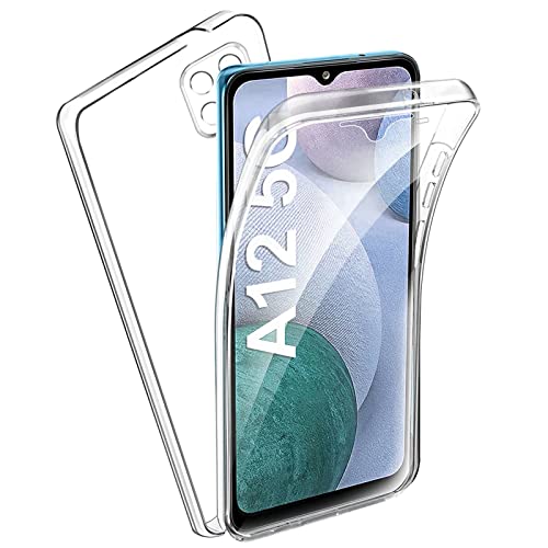 TBOC Hülle Kompatibel mit Samsung Galaxy A12 - A12 5G [6.5 Zoll] - Cover [Transparent] Komplett [Silikon TPU] Full Body [360 Grad] Schutzhülle Vorder Hinten Seite Ultra Dünn Handy von TBOC