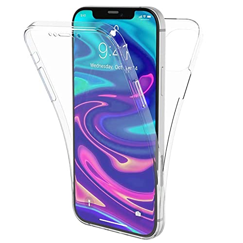 TBOC Hülle Kompatibel mit iPhone 12 [6.1 Zoll] - Cover [Transparent] Komplett [Silikon TPU] Full Body [360 Grad] Schutzhülle Vorder Hinten Seite Ultra Dünn Handy Anti Fingerabdruck von TBOC