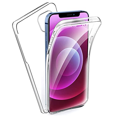 TBOC Hülle Kompatibel mit iPhone 12 Mini [5.4 Zoll] - Cover [Transparent] Komplett [Silikon TPU] Full Body [360 Grad] Schutzhülle Vorder Hinten Seite Ultra Dünn Handy Anti Fingerabdruck von TBOC