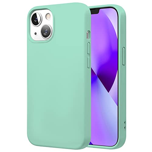 TBOC Hülle Kompatibel mit iPhone 13 [6.1"] Starre Hülle [Türkis] Premium Flüssig Silikon [Soft Touch] Mikrofaser Innenfutter [Schützt die Kamera] rutschfest Widerstandsfähige Schmutz Kratzer von TBOC