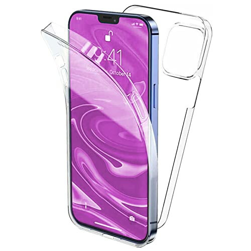 TBOC Hülle Kompatibel mit iPhone 13 Mini [5.4 Zoll] - Cover [Transparent] Komplett [Silikon TPU] Full Body [360 Grad] Schutzhülle Vorder Hinten Seite Ultra Dünn Handy Anti Fingerabdruck von TBOC