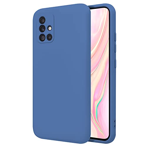 TBOC Hülle für Samsung Galaxy A51 [6.5"] Starre Hülle [Blau] Premium Flüssig Silikon [Soft Touch] Mikrofaser Innenfutter [Schützt die Kamera] rutschfest Widerstandsfähige Schmutz Kratzer von TBOC