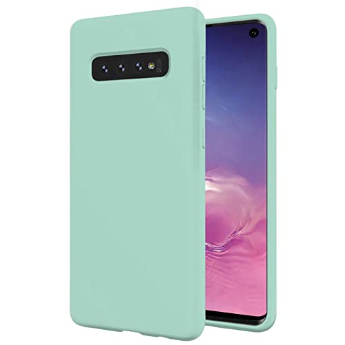 TBOC Hülle für Samsung Galaxy S10 (6.1")- Starre Hülle [Türkis] Premium Flüssig Silikon [Soft Touch] Mikrofaser Innenfutter [Schützt die Kamera] rutschfest Widerstandsfähige Schmutz Kratzer von TBOC