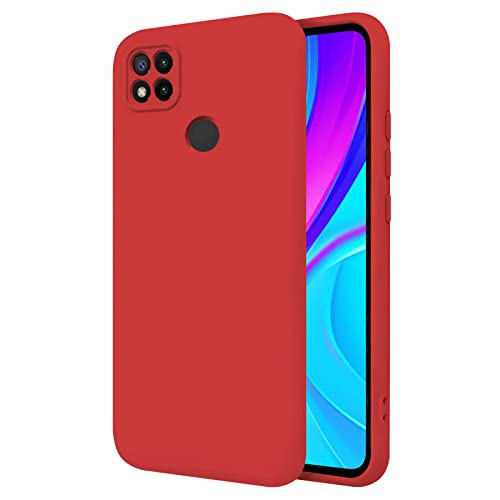 TBOC Hülle für Xiaomi Redmi 9C [6.53"] Starre Hülle [Rot] Premium Flüssig Silikon [Soft Touch] Mikrofaser Innenfutter [Schützt die Kamera] rutschfest Widerstandsfähige Schmutz Kratzer von TBOC