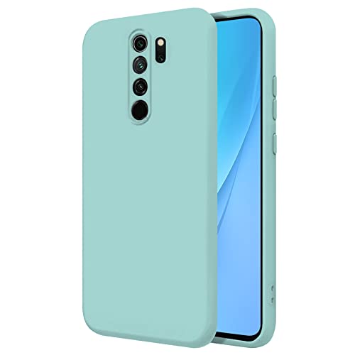 TBOC Hülle für Xiaomi Redmi Note 8 Pro [6.53"]- Starre Hülle [Türkis] Premium Flüssig Silikon [Soft Touch] Mikrofaser Innenfutter [Schützt die Kamera] rutschfest Widerstandsfähige Schmutz Kratzer von TBOC