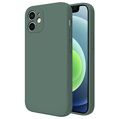 TBOC Hülle für iPhone 12 [6.1"] Starre Hülle [Militärgrün] Premium Flüssig Silikon [Soft Touch] Mikrofaser Innenfutter [Schützt die Kamera] rutschfest Widerstandsfähige Schmutz Kratzer von TBOC