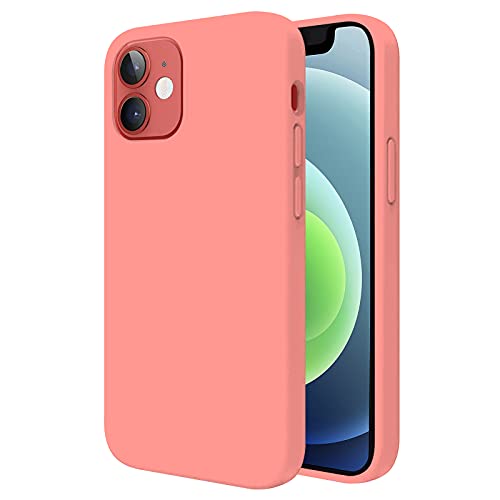 TBOC Hülle für iPhone 12 [6.1"] Starre Hülle [Rosa] Premium Flüssig Silikon [Soft Touch] Mikrofaser Innenfutter [Schützt die Kamera] rutschfest Widerstandsfähige Schmutz Kratzer von TBOC