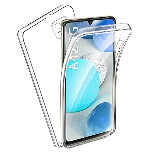 TBOC Hülle kompatibel mit Samsung Galaxy A42 5G [6.6 Zoll] - Cover [Transparent] Komplett [Silikon TPU] Full Body [360 Grad] Schutzhülle Vorder Hinten Seite Ultra Dünn Handy Anti Fingerabdruck von TBOC