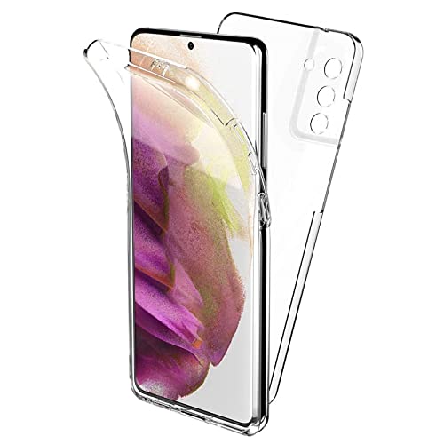 TBOC Hülle kompatibel mit Samsung Galaxy S21 - Samsung Galaxy S21 5G [6.2 Zoll] - Cover [Transparent] Komplett [Silikon TPU] Full Body [360 Grad] Schutzhülle Vorder Hinten Seite Ultra Dünn Handy von TBOC
