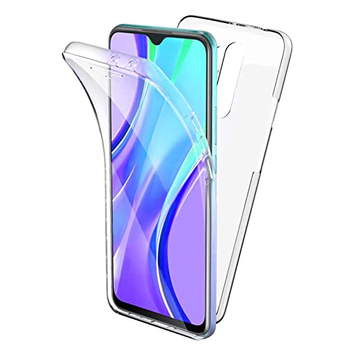 TBOC Hülle kompatibel mit Xiaomi Redmi 9 - Redmi 9 Prime[6.53 Zoll] Cover [Transparent] Komplett [Silikon TPU] Full Body [360 Grad] Schutzhülle Ultra Dünn Handy Anti Fingerabdruck von TBOC
