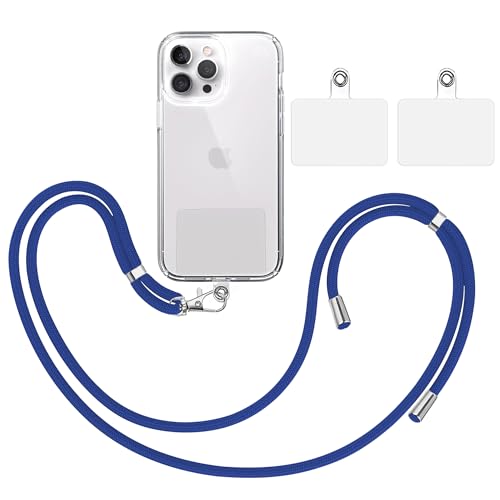 TBOC Band Handykette Schlüsselband Kette Handyschnur [Elektrisches Blau] + 2 Zusätzliche Befestigungspatches Aufhängen Nacken Universal Handy - Pad Handyband Patch Karabiner Hülle Handyhülle Lanyard von TBOC