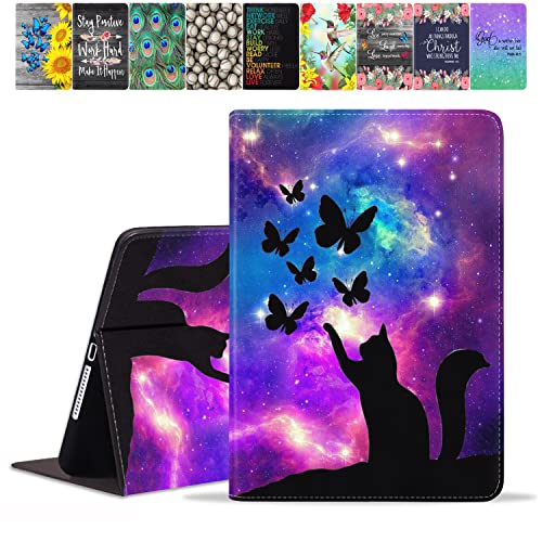 TBXOSTN Hülle für Samsung Galaxy Tab A 10,1 Zoll 2019 Tablet (SM-T510/T515/T517), Premium PU Leder Ständer Cover mit Smart Auto Wake Sleep, Galaxy Nebula Cat and Butterfly von TBXOSTN