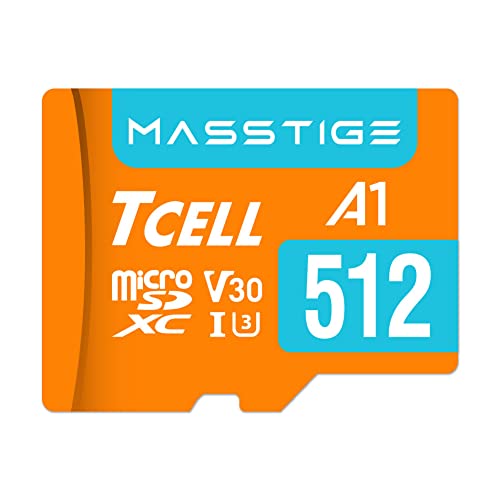 TCELL MASSTIGE 512GB microSDXC A1 USH-I U3 V30 100MB/s Full HD & 4K UHD Speicherkarte mit Adapter von TCELL