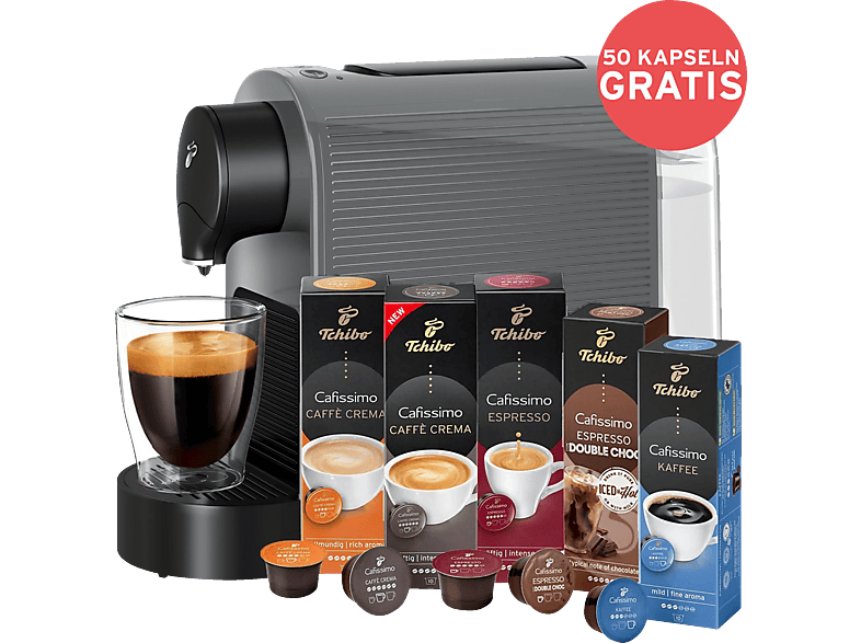TCHIBO Pure plus + 50 Kapseln Kapselmaschine Grau TCHIBO Pure plus + 50 Kapseln Kapselmaschine Grau von TCHIBO