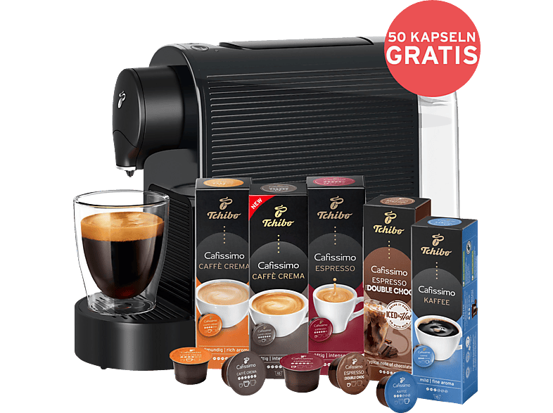 TCHIBO Pure plus + 50 Kapseln Kapselmaschine Schwarz TCHIBO Pure plus + 50 Kapseln Kapselmaschine Schwarz von TCHIBO
