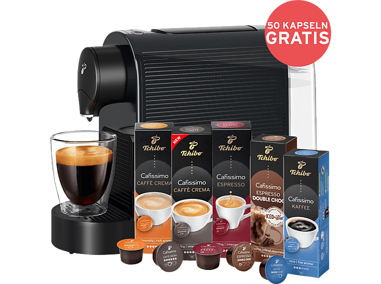 TCHIBO CAFISSIMO Pure plus + 50 Kapseln Kapselmaschine Schwarz von TCHIBO CAFISSIMO