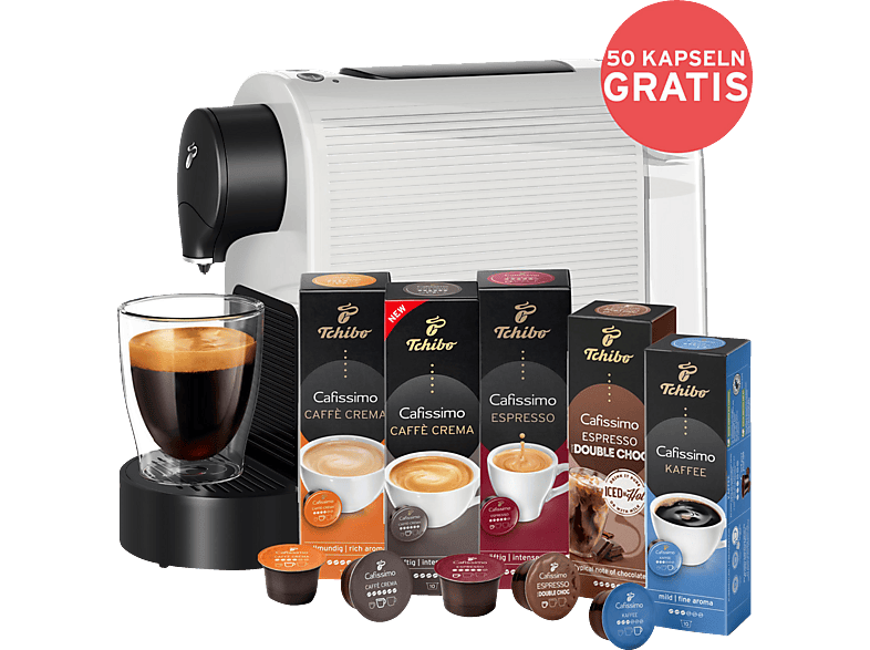 TCHIBO CAFISSIMO Pure plus + 50 Kapseln Kapselmaschine Weiß von TCHIBO CAFISSIMO