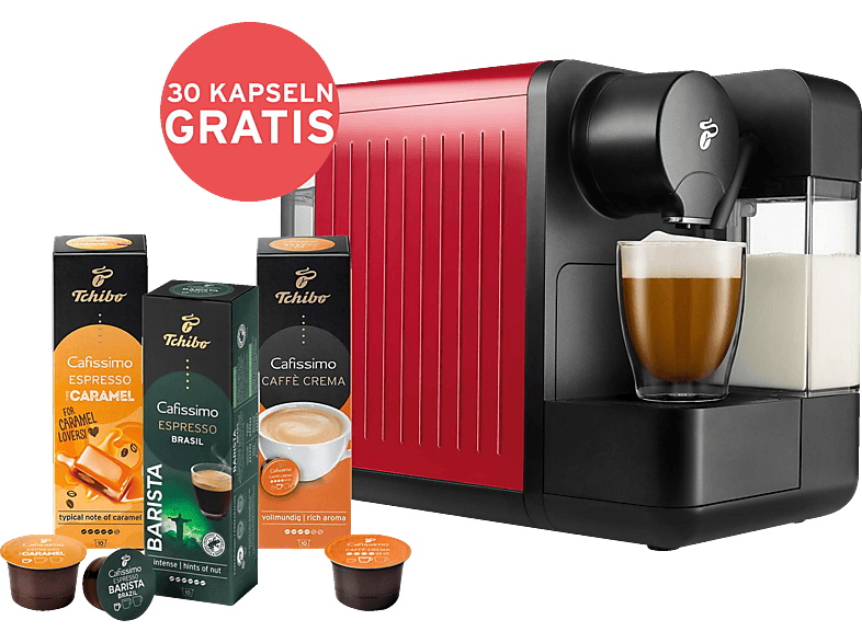 TCHIBO milk + 30 Kapseln Kapselmaschine Rot von TCHIBO