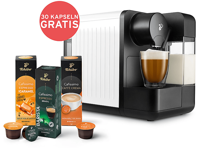 TCHIBO milk + 30 Kapseln Kapselmaschine Weiß von TCHIBO