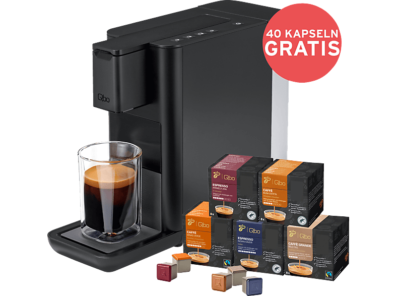 TCHIBO Qbo ICONIC + 40 Kapseln - Kapselmaschine Schwarz von TCHIBO