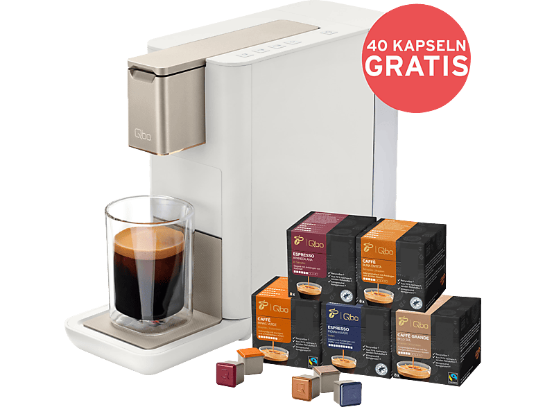 TCHIBO Qbo ICONIC + 40 Kapseln - Kapselmaschine Weiß von TCHIBO