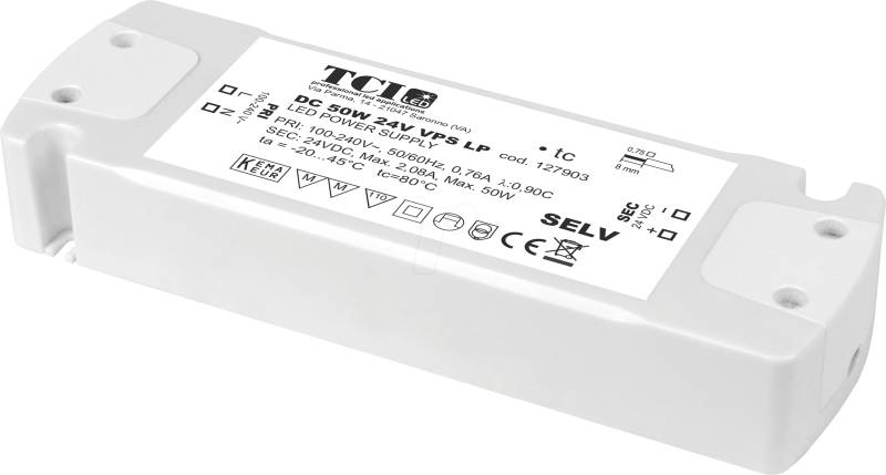 VPS 50 24 LP - LED-Trafo, 50 W, 24 V DC, 2000 mA von TCI