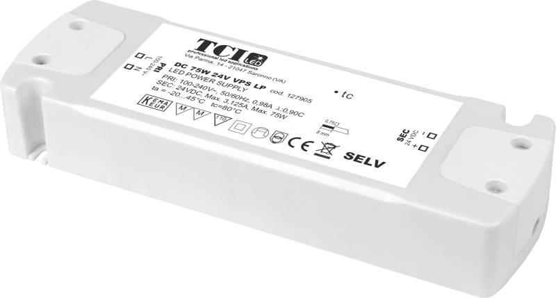 VPS 75 24 LP - LED-Trafo, 75 W, 24 V DC, 3125 mA von TCI