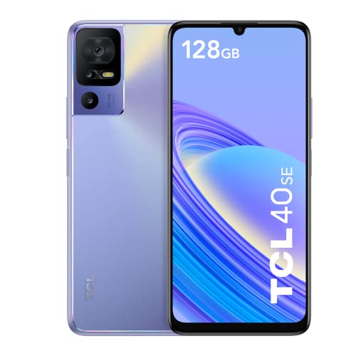 TCL 40 SE 128 GB - Smartphone mit 6,7 Zoll (90 Hz, 4 GB-128 GB, erweiterbarer MicroSD, erweiterbarer RAM, Dual-SIM, Kamera 50 MP, Akku 5010 mAh, Dual-Stereo-Lautsprecher, Android 13) Twilight Violet von TCL