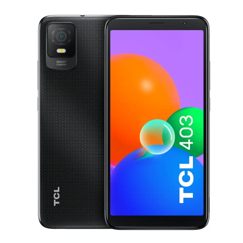 TCL 403 Smartphone mit 15,2 cm (6 Zoll) (2 GB-32 GB, erweiterbar MicroSD, Dual-SIM, Kameras 8 MP + 5 MP, Akku 3000 mAh, Android 12 GB Ed), Schwarz von TCL