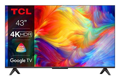 TCL 43P739 43 Zoll Fernseher, 4K HDR, Ultra HD, Smart TV Powered by Google TV, Rahmenloses Design (Dolby Vision & Atmos, Freihändige Sprachsteuerung, Kompatibel mit Google Assistant & Alexa) von TCL