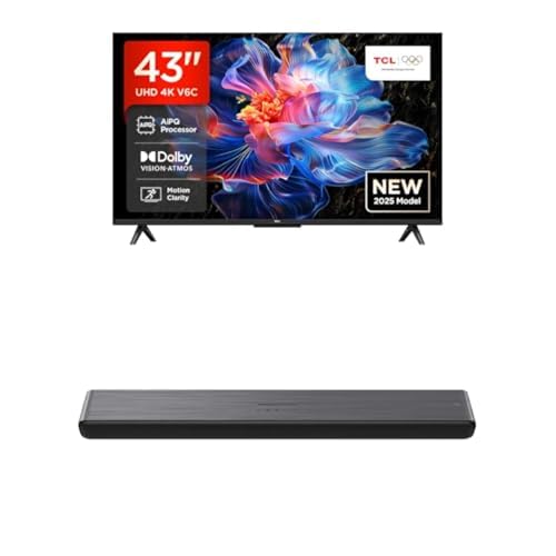 TCL 43V6C 43 Zoll Direct LED TV, 4K HDR Fernseher, Google TV Soundbar S45HE, 2.0-Kanäle, Dolby Atmos All-in-One TCL 43V6C 43 Zoll Direct LED TV, 4K HDR Fernseher, Google TV Soundbar S45HE, 2.0-Kanäle, Dolby Atmos All-in-One von TCL
