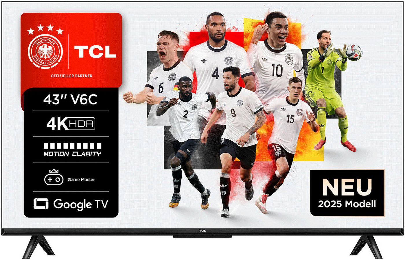 TCL 43V6CX1 LED-Fernseher (109 cm/43 Zoll, 4K Ultra HD, Google TV, Smart-TV, 4K HDR, Multi-HDR, Dolby Vision, Game Master, Smart TV, Apple TV, AiPQ) von TCL
