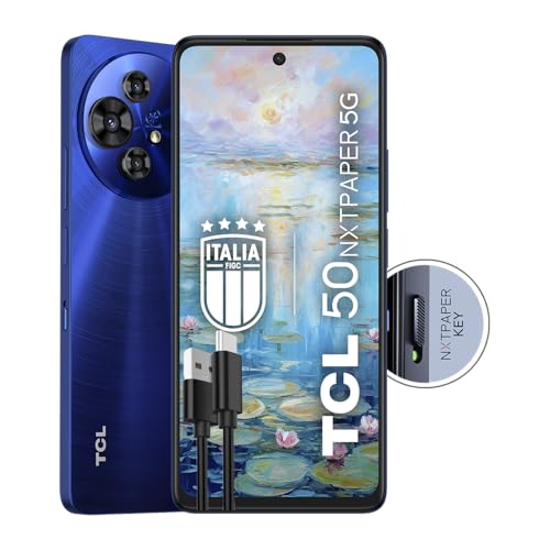 TCL 50 NXTPAPER 5G – 5G Smartphone Display 6,8 120Hz Nxtpaper 3;0, 256GB, 16GB RAM (8GBplus8GB virtueller RAM), Dreifachkamera 108Mpx, Android 14, Batt; 5010 mAh, Blau, zusätzliches USB-Typ-C-Kabel von TCL