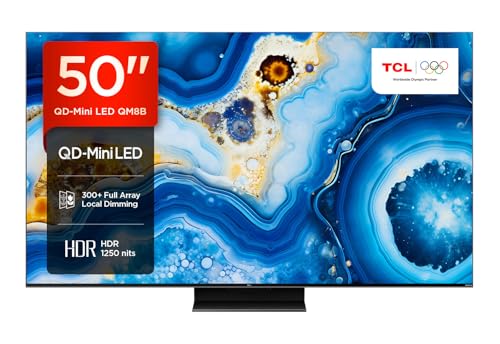 TCL 50QM8B TV MiniLED 50”, QLED, 144Hz, 4K HDR Premium 1250nits, Google TV, Dolby Vision IQ & Atmos, Onkyo, Google Assistant Incorporado y Game Master Pro 2.0 von TCL