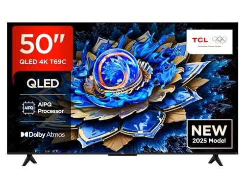 TCL 50T69C 50 Zoll QLED, Direct LED TV, 4K HDR TV, Smart Google TV (Dolby Vision & Atmos, Game Master, Motion Clarity, Kompatibel mit Google Assistant & Alexa) von TCL