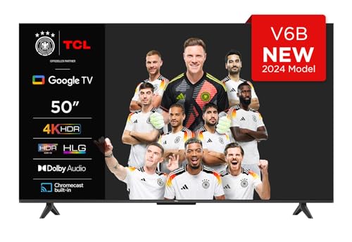 TCL 50V6B 50 Zoll, 4K Ultra HD, HDR TV, Smart TV unterstützt von Google TV (Dolby Audio, Motion Clarity, Sprachsteuerung, Kompatibel mit Google Assistant, Chromecast eingebaut von TCL