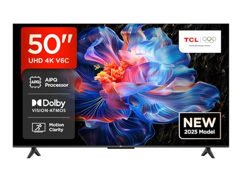 TCL 50V6C 50 Zoll Direct LED TV, 4K HDR Fernseher, Smart TV mithilfe von Google TV (Dolby Audio, Motion Clarity, Kompatibel mit Google Assistant & Alexa) von TCL